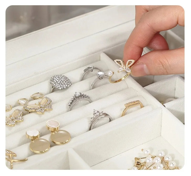 Portable Green Jewelry Organizer 3 Tier Drawers