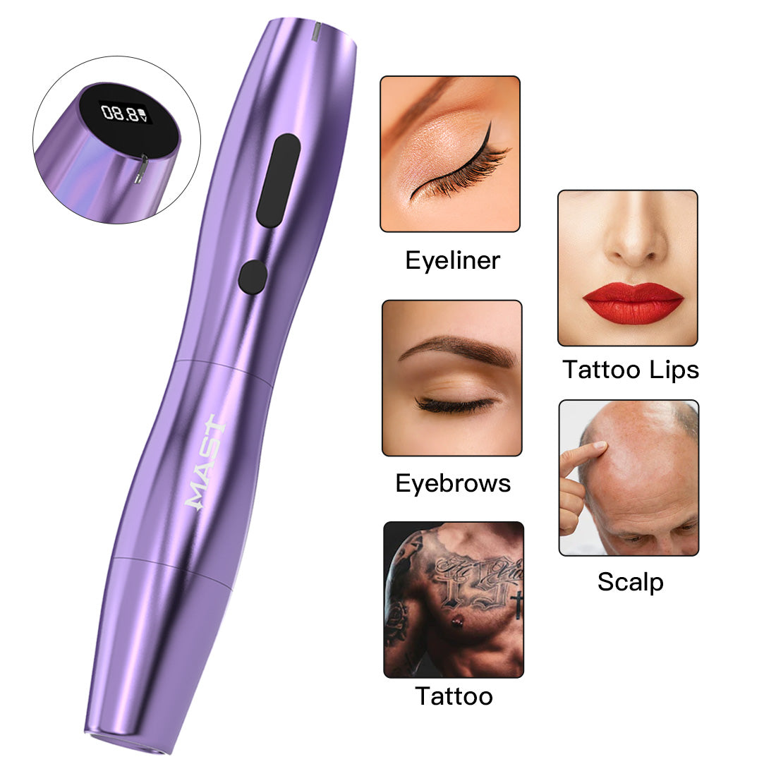 Wireless PMU Tattoo Machine 2 Battery Kit Pink