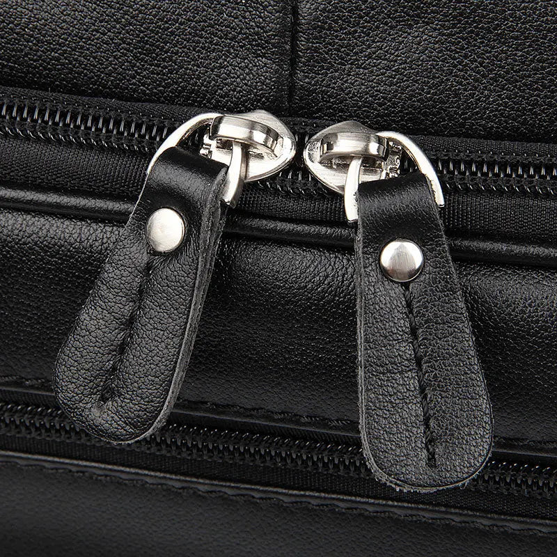 Men’s Black Leather Business Bag for 17" Laptop