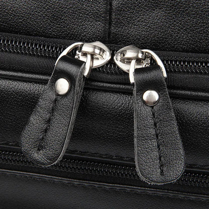 Men’s Black Leather Business Bag for 17" Laptop