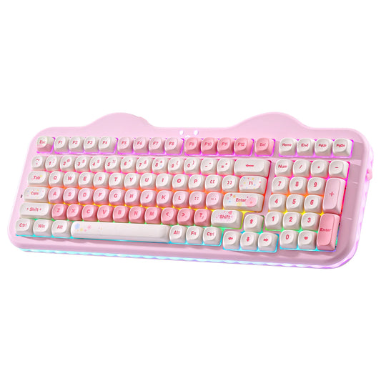 Wireless RGB Mechanical Keyboard 99-Key Pink