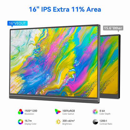 16" Portable Gaming Monitor 1200P IPS Blue