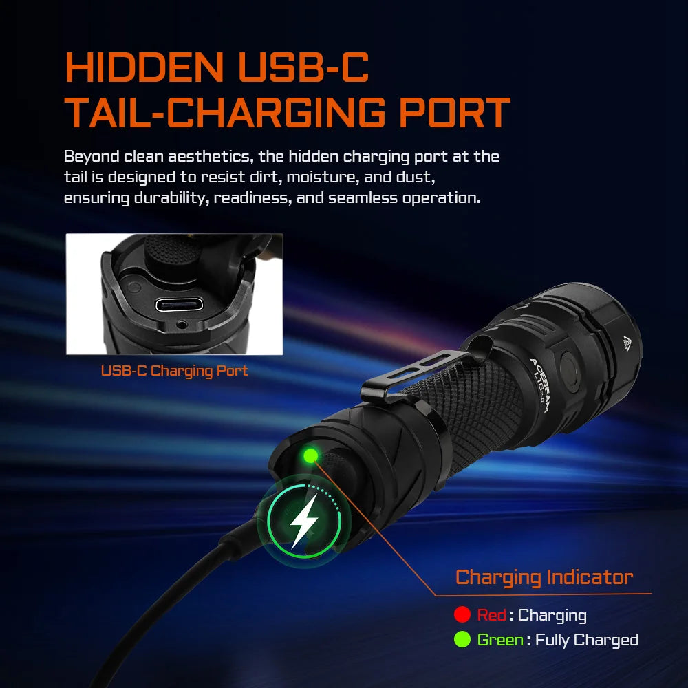 3000LM Tactical Flashlight 713m Long Range Black 6500K