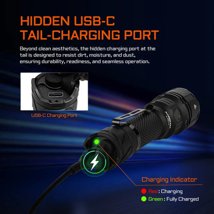 3000LM Tactical Flashlight 713m Long Range Black 6500K