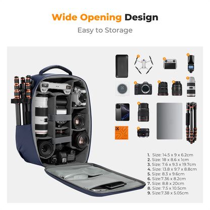 Khaki 22L Waterproof Camera Backpack with Hard Shell
