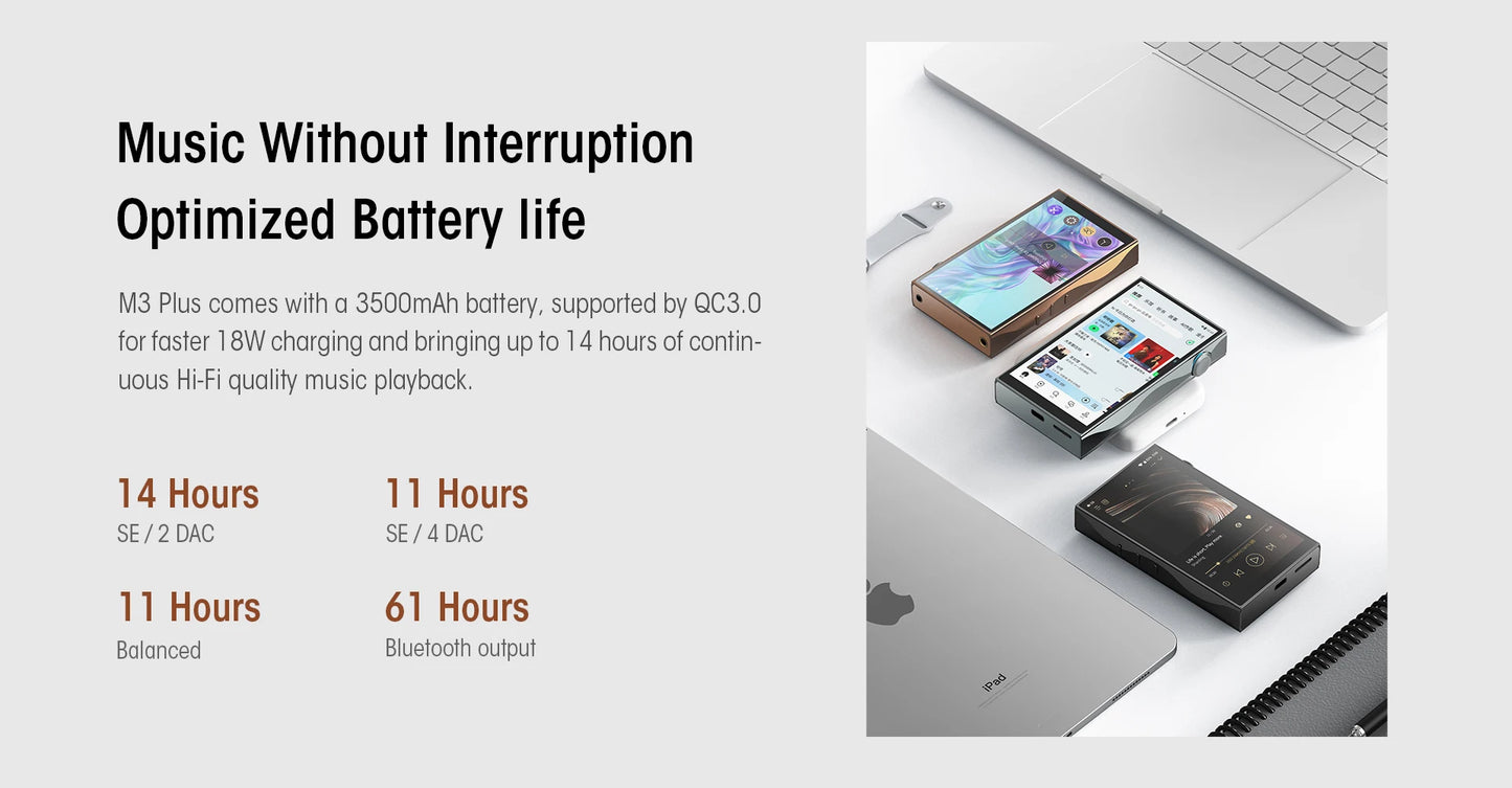 Portable HiFi Music Player Android Bluetooth LDAC Black