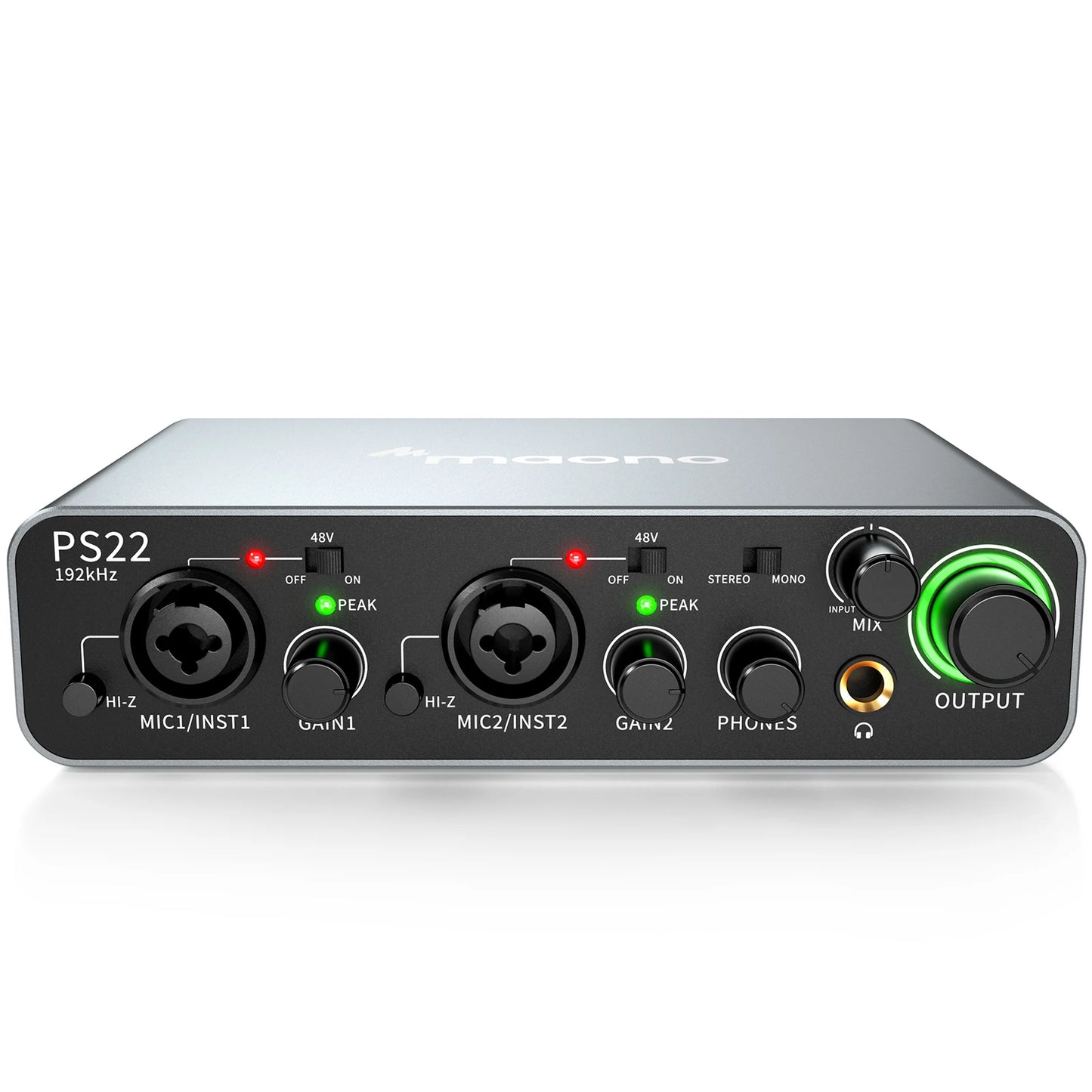 Black USB Audio Interface 24bit 192kHz with Pro Mic Preamp