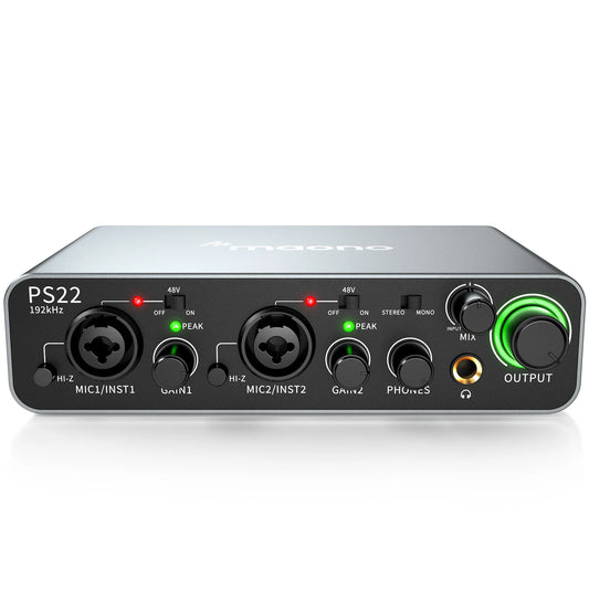 Black USB Audio Interface 24bit 192kHz with Pro Mic Preamp