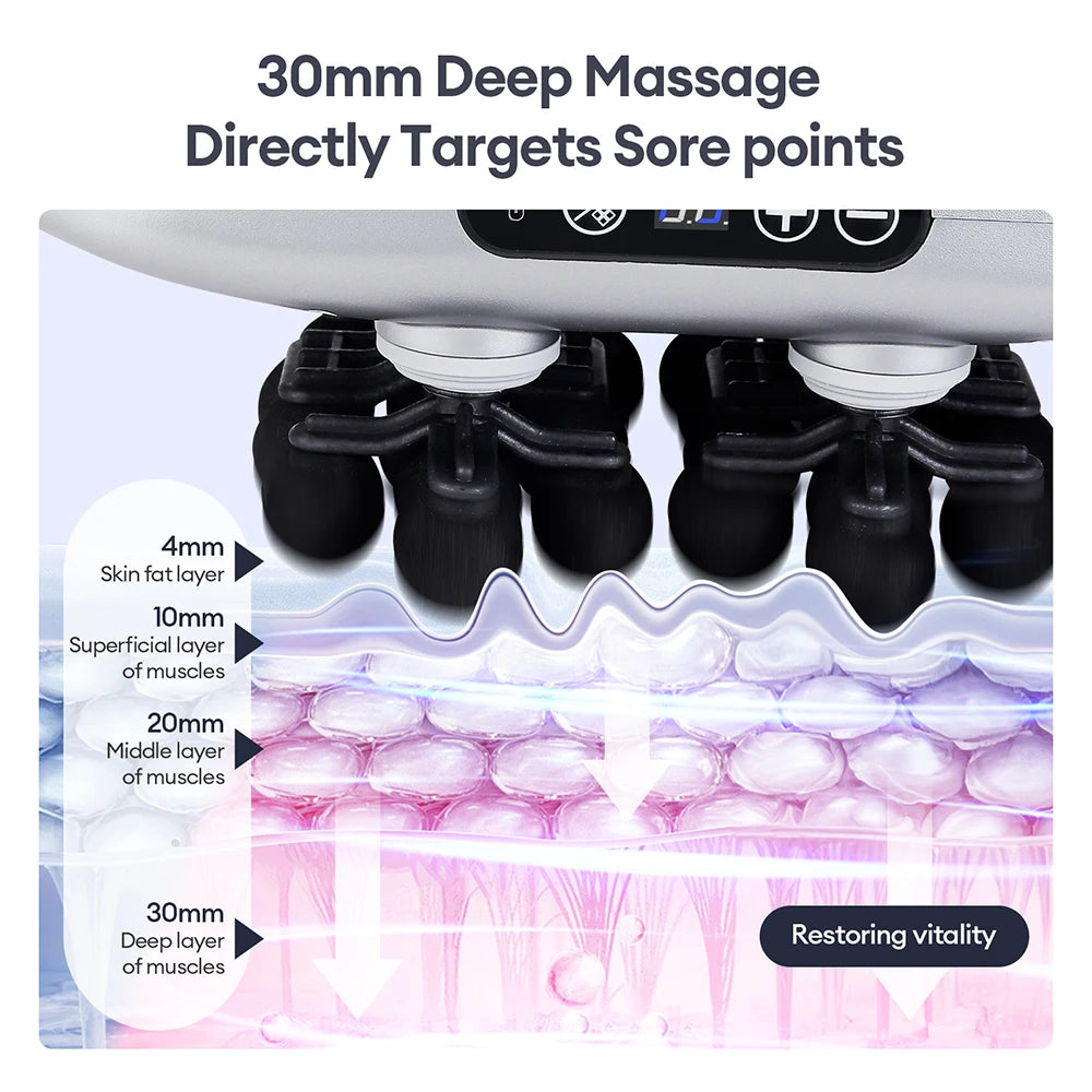 Silver Portable 24 Head Muscle Massager with Adjustable Speeds