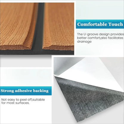 Self Adhesive Marine Flooring Faux Teak EVA Foam Sheet