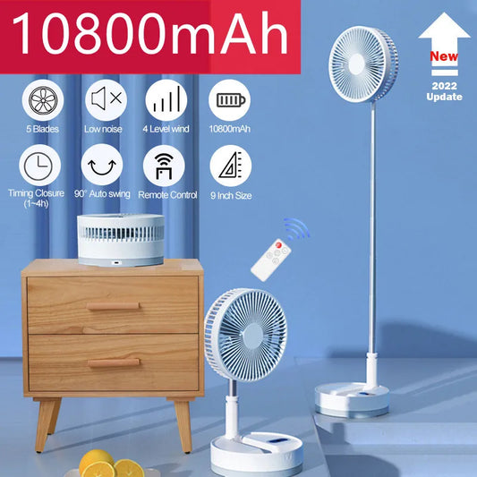 Portable Folding Fan Rechargeable with Carry Bag and Remote