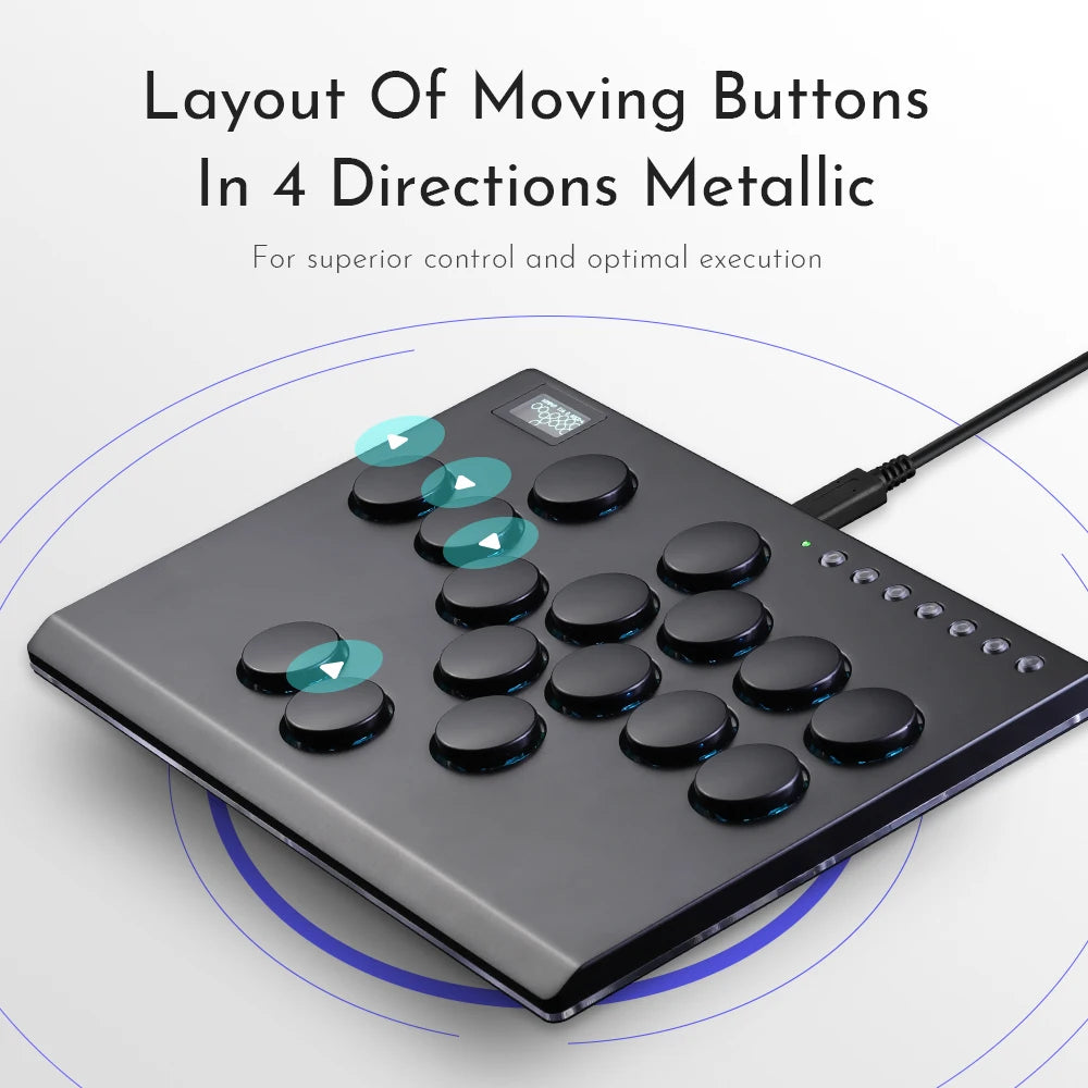 Compact Leverless Arcade Fight Stick Controller PC Switch