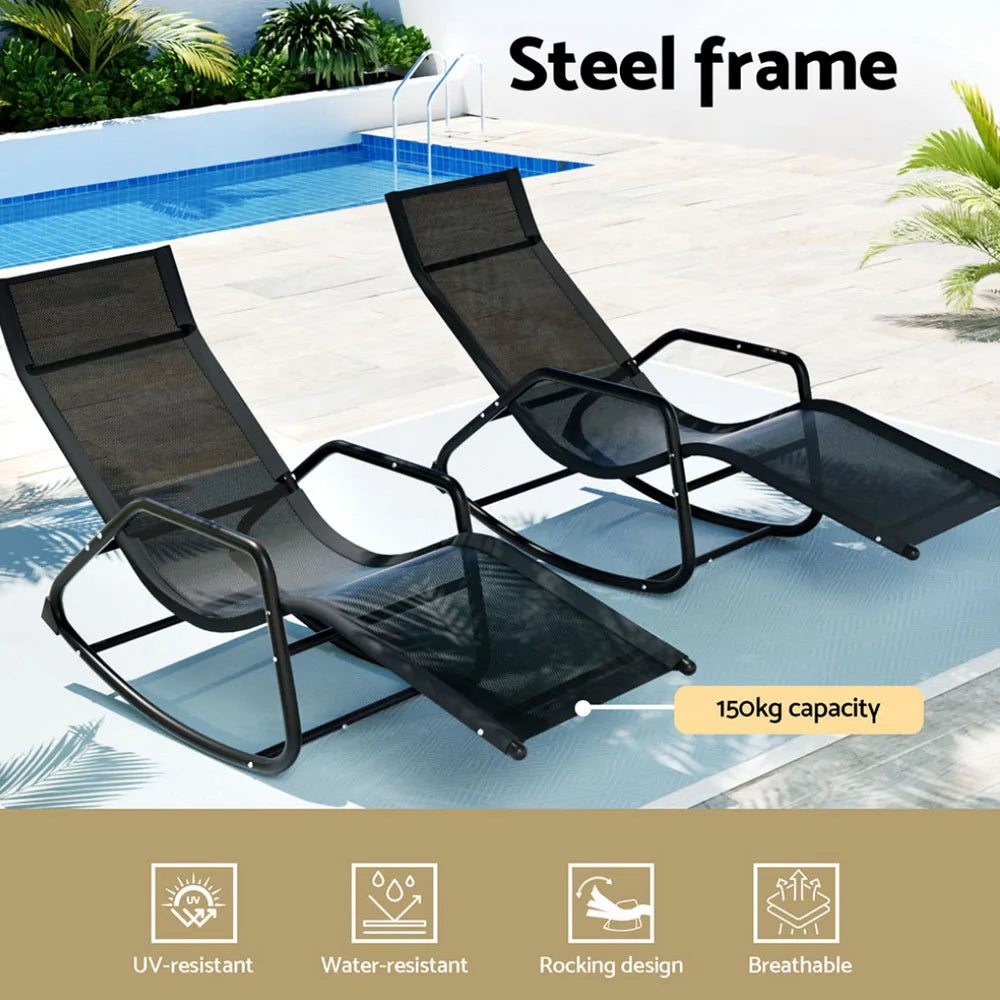 Poolside Wicker Lounger Chair with Rocking Feature