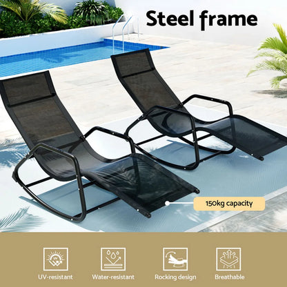 Poolside Wicker Lounger Chair with Rocking Feature