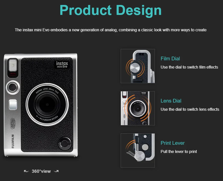 Brown Vintage-Style Instant Camera with 40 Sheets