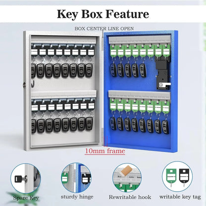 WiFi-Enabled 32-Key Wall Mounted Lock Box Blue