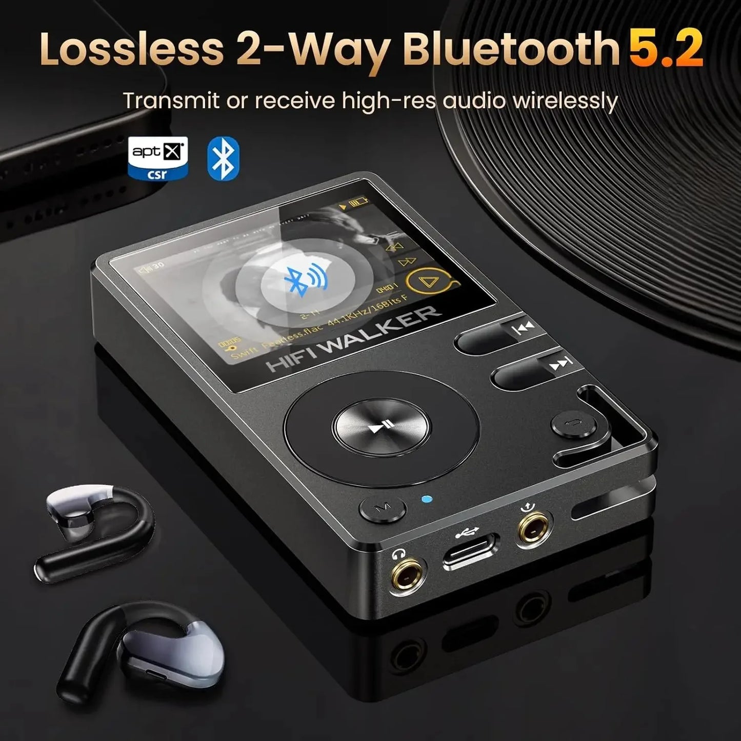 Hi-Res MP3 Music Player Bluetooth 64GB SD Portable