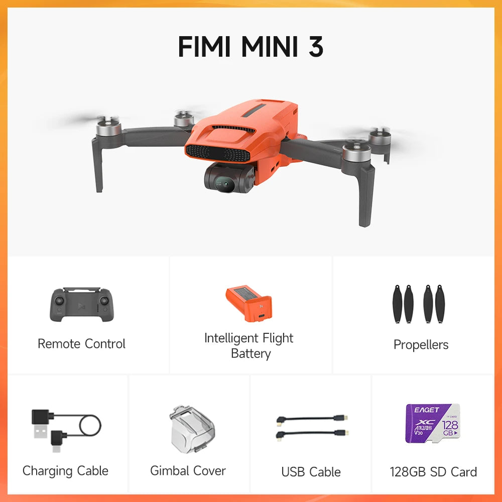 Ultralight Mini 3 4K Drone 9km Range 128GB