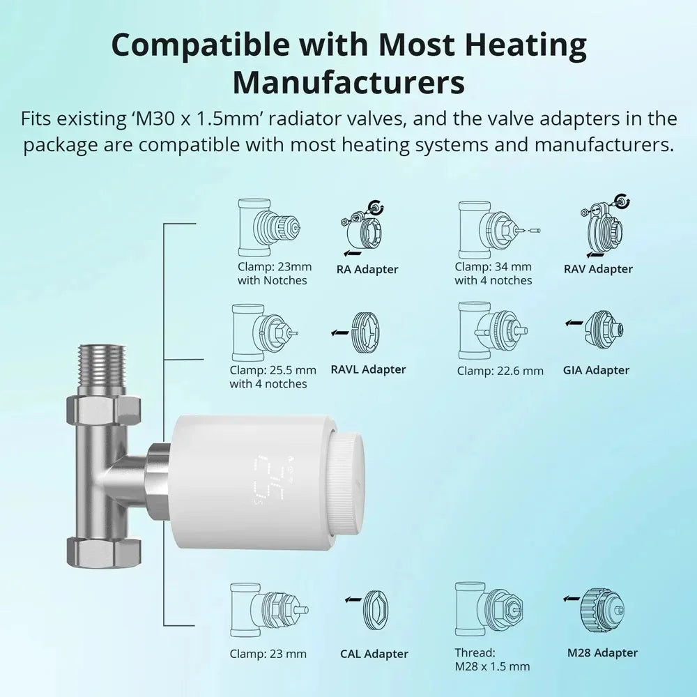 SONOFF 3-Pack Smart Heating Radiator Valves with Remote Temperature Control