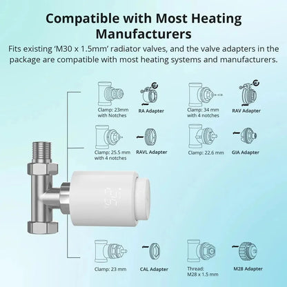 SONOFF 3-Pack Smart Heating Radiator Valves with Remote Temperature Control