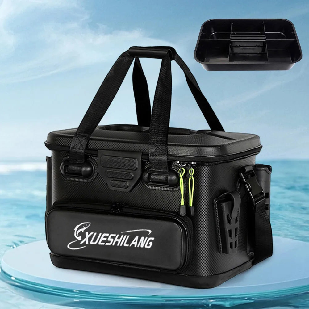 Waterproof M Size Black Fishing Bag for Rods and Gear