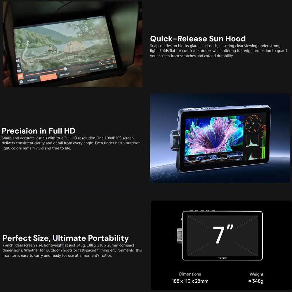 7 Inch 4K Video Field Monitor 2800nit Touchscreen
