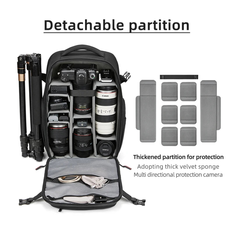 Professional Camera Backpack with Tripod & Drone Storage