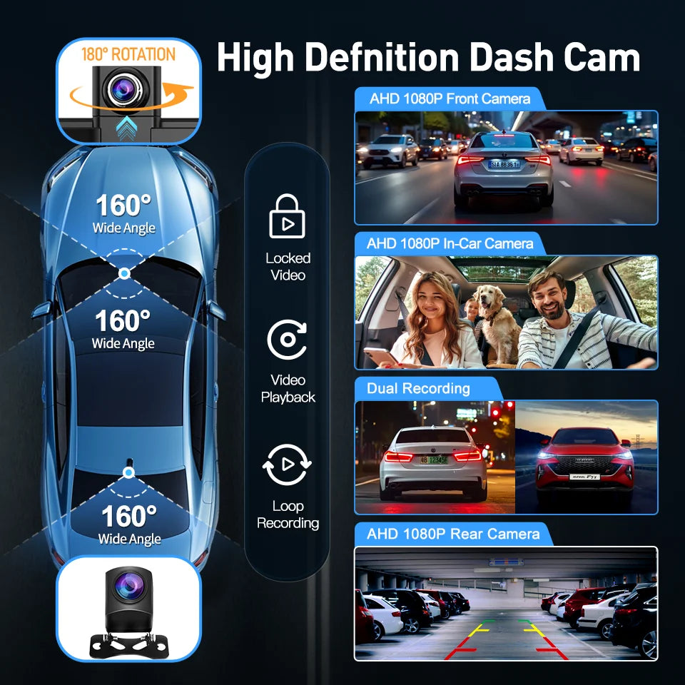 11.4 Inch 4G Smart Dash Cam Triple View 128GB