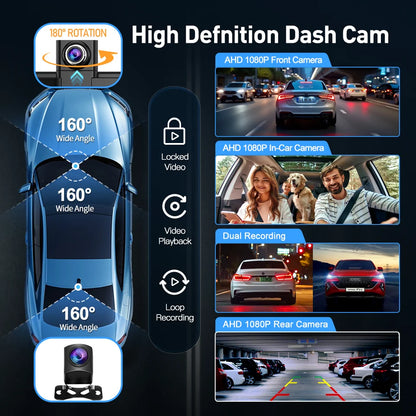 11.4 Inch 4G Smart Dash Cam Triple View 128GB