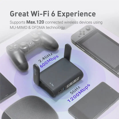Portable WiFi 6 Travel Router with Protective Carry Case