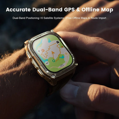 Silver Smartwatch with Extra Strap and Offline GPS Maps