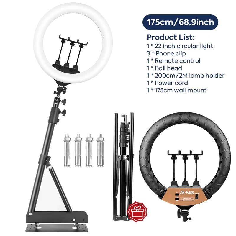 Adjustable LED Ring Light with Wireless Remote and Stand