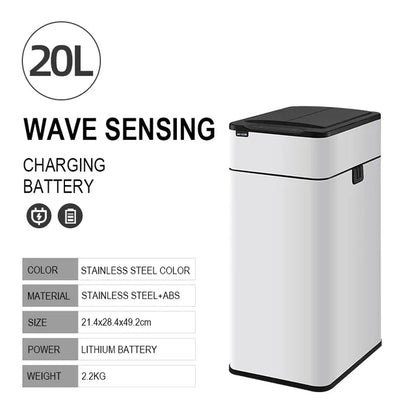 White 20L Smart Sensor Kitchen Bin Automatic Touchless