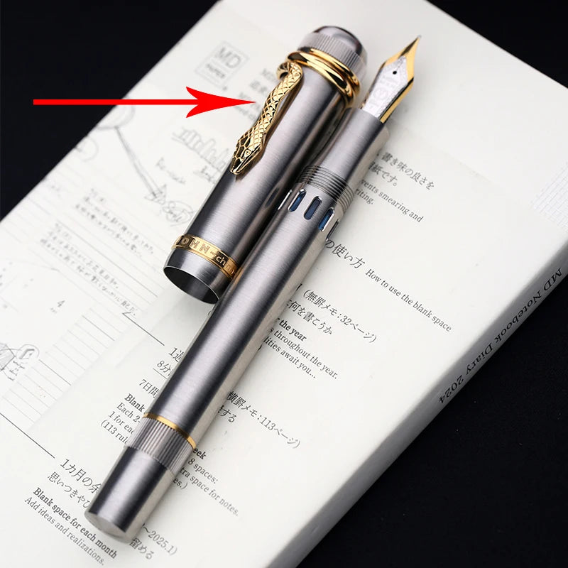 Silver Titanium Alloy Fountain Pen F 0.5mm Nib