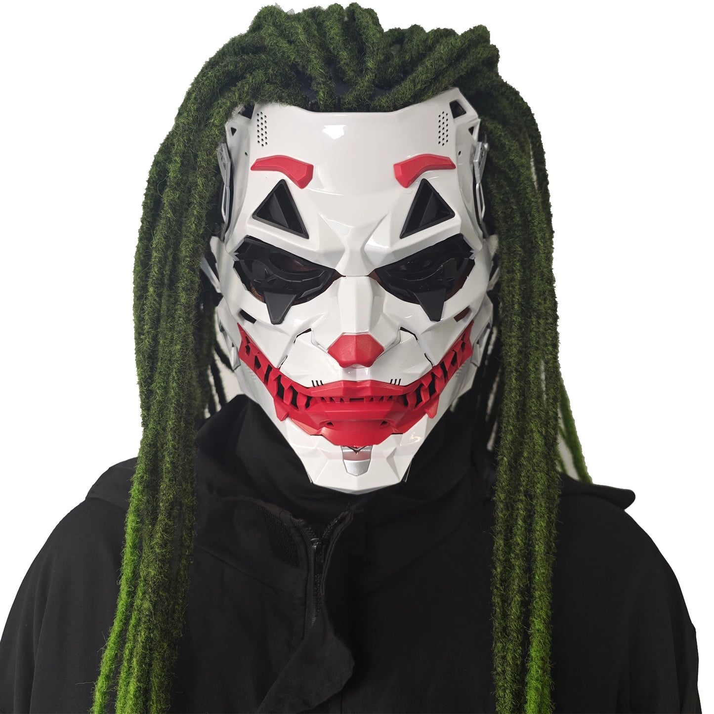 Halloween Cyberpunk Clown Mask with Braided Hair