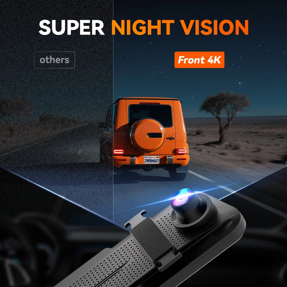 Dual Lens 4K Car DVR Wi-Fi Hardwire 64GB