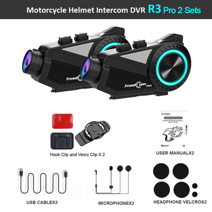 Motorbike Helmet Intercom 1440P DVR 2 Sets