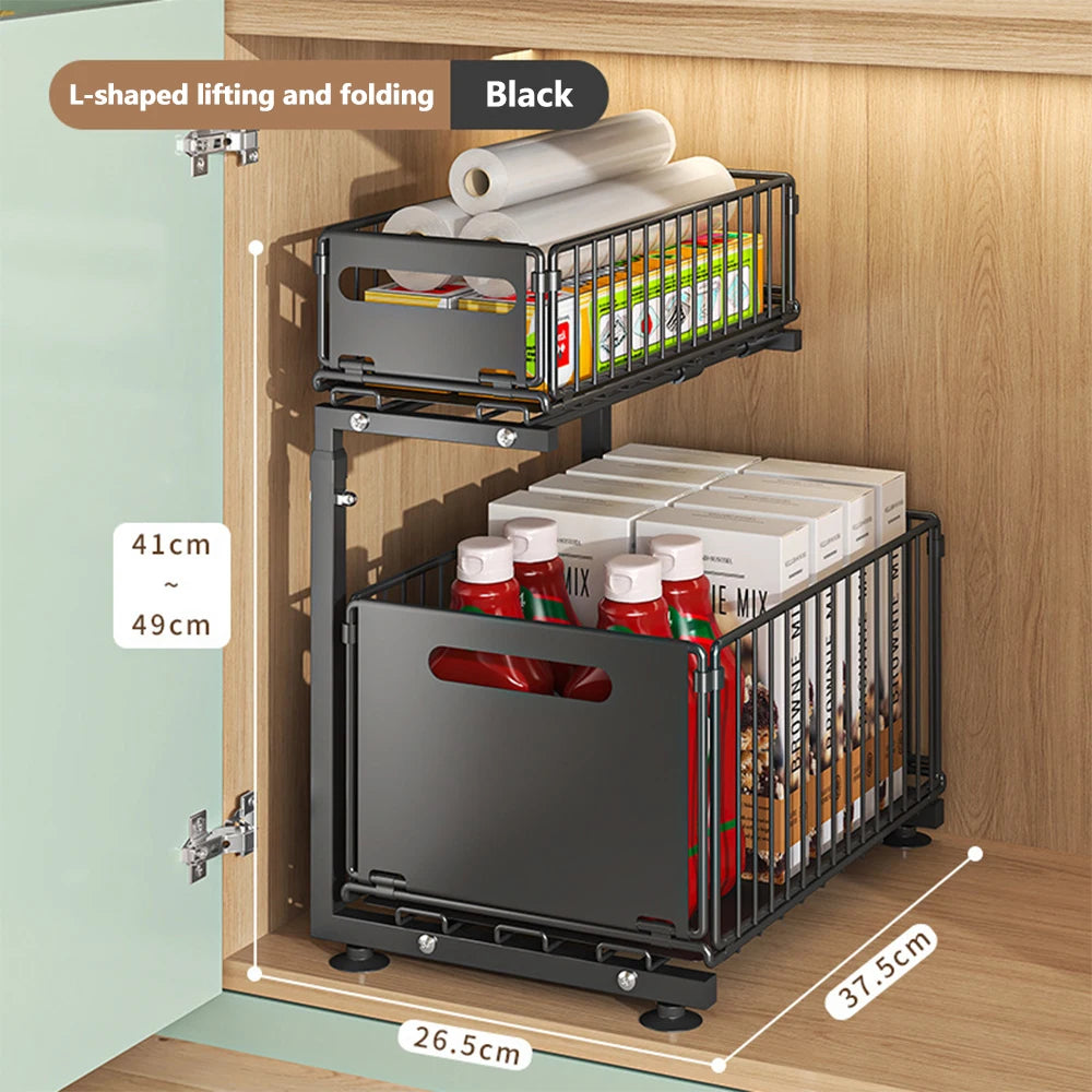 Adjustable Under Sink Storage Rack 2 Pack