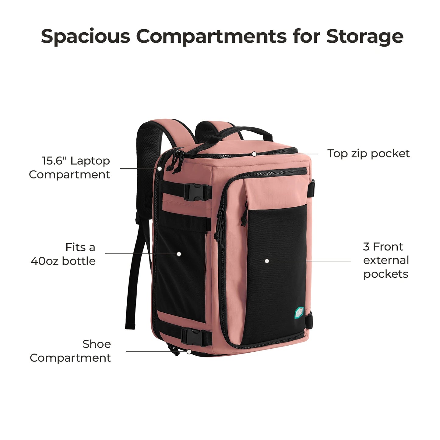 Compression Travel Backpack Anti Theft Shoe Pocket Cabin Bag