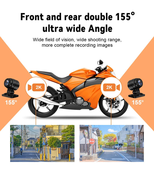 Waterproof Motorbike DVR Camera Dual Lens GPS Ready