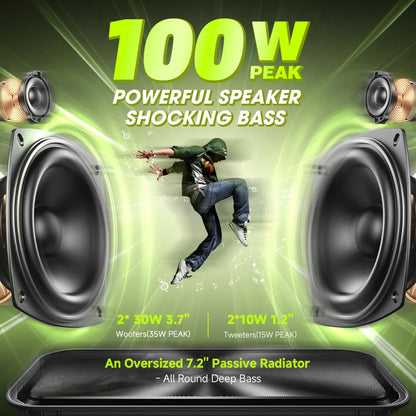 Rechargeable Bluetooth Speaker 100W Peak Power for Outdoor Events