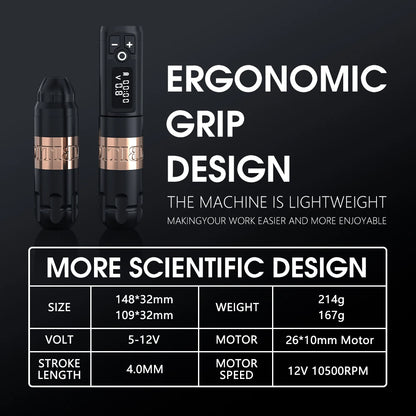 Wireless Tattoo Machine Pen 2400mAh with LED Display