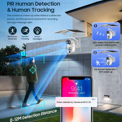 10MP 4G WiFi Solar Security Camera 128GB