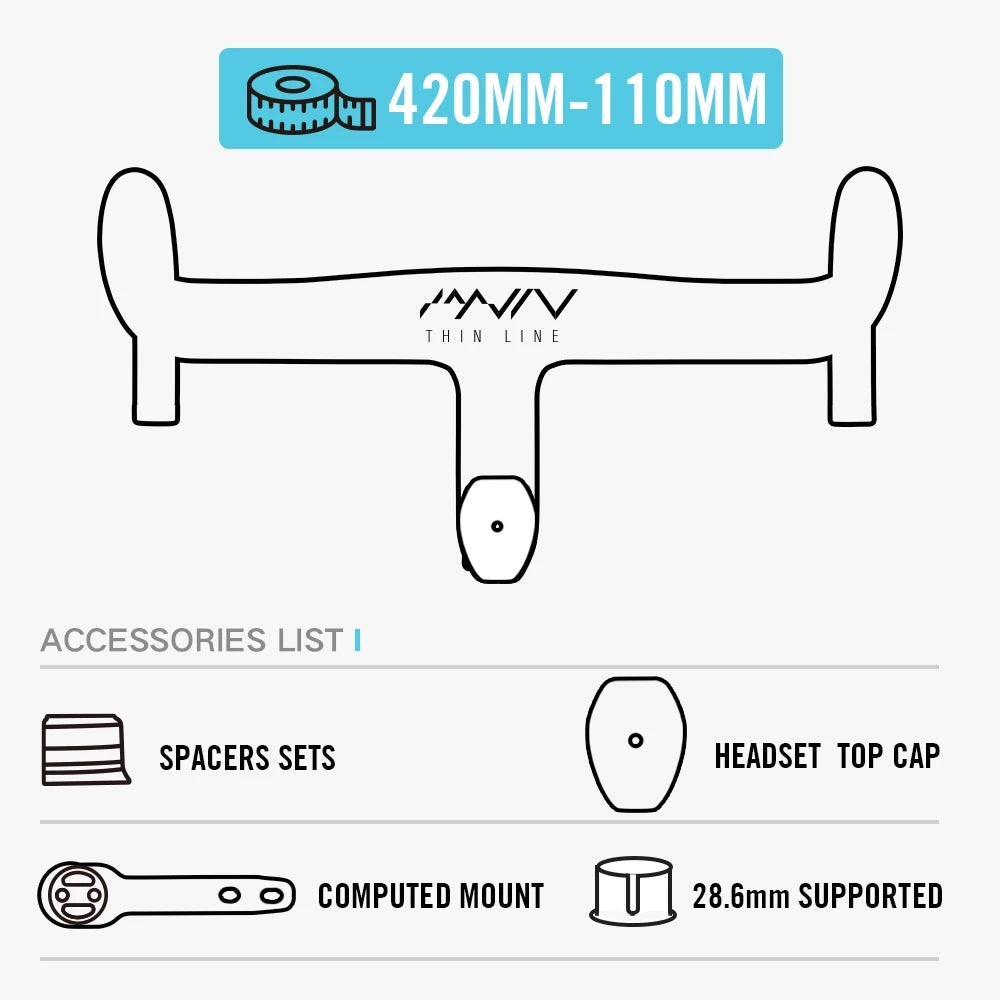 420mm Carbon Road Bike Integrated Handlebar Ultralight