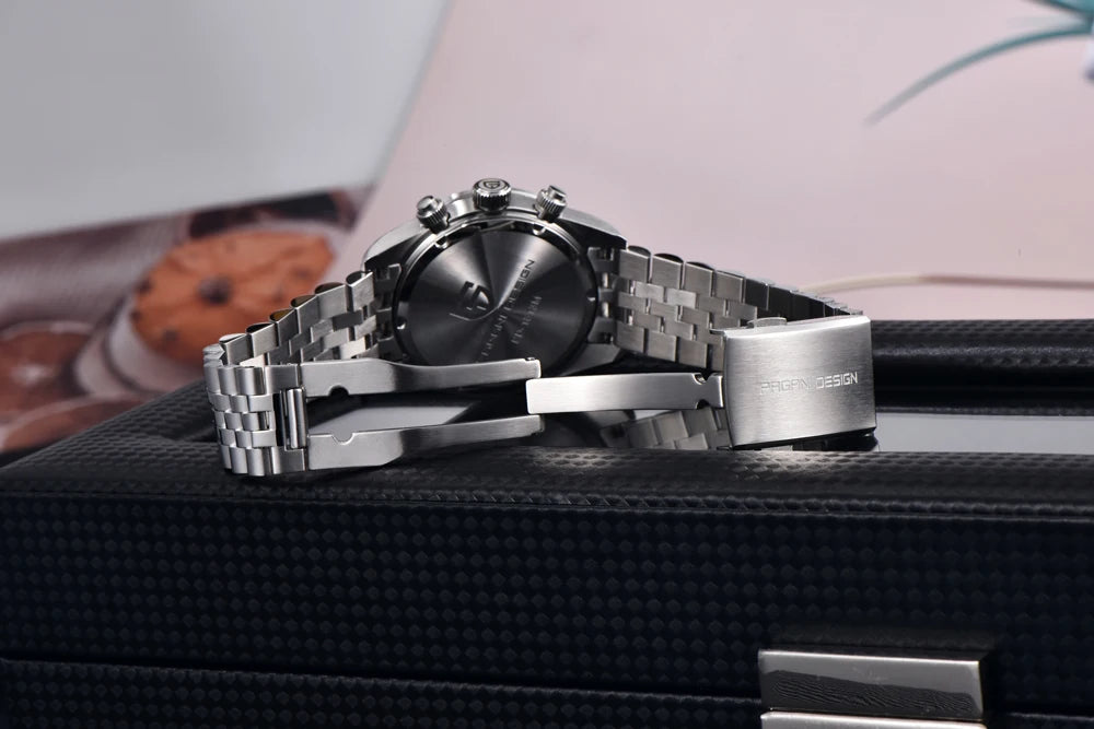 Pink Waterproof Quartz Chronograph Watch with Sapphire Crystal