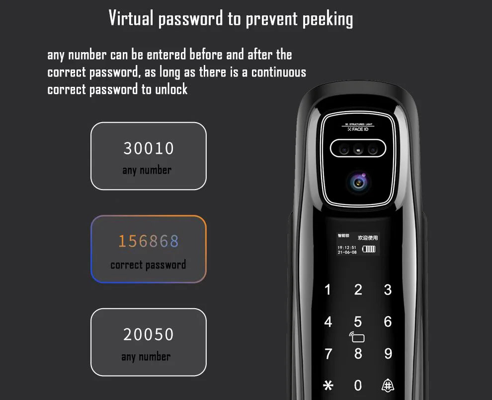 Digital Door Lock Face Unlock Matte Black