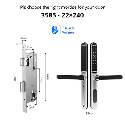 Heavy Duty Electronic Door Lock Fingerprint Silver
