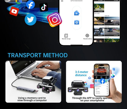 4K 4 Channel Car Dash Cam WiFi GPS 128GB