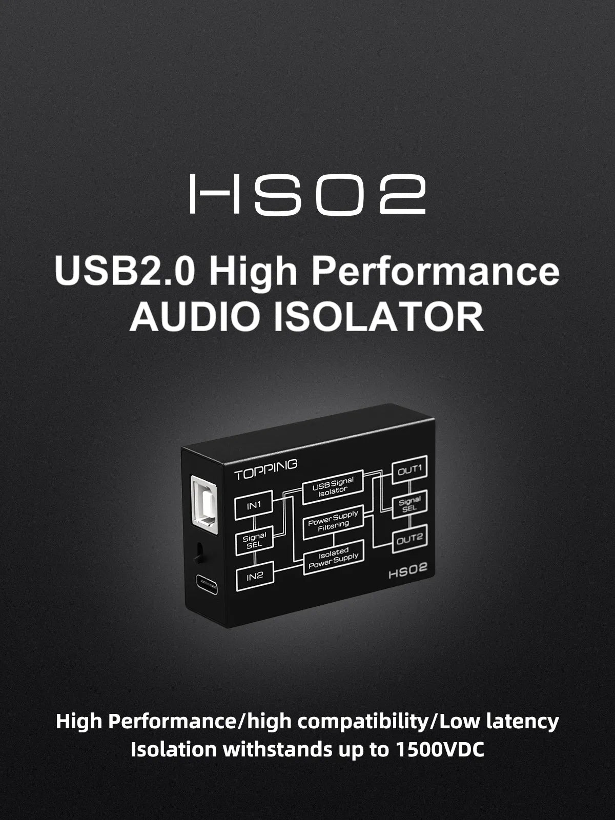 USB 2.0 Audio Isolator USB-B Type-C High Performance