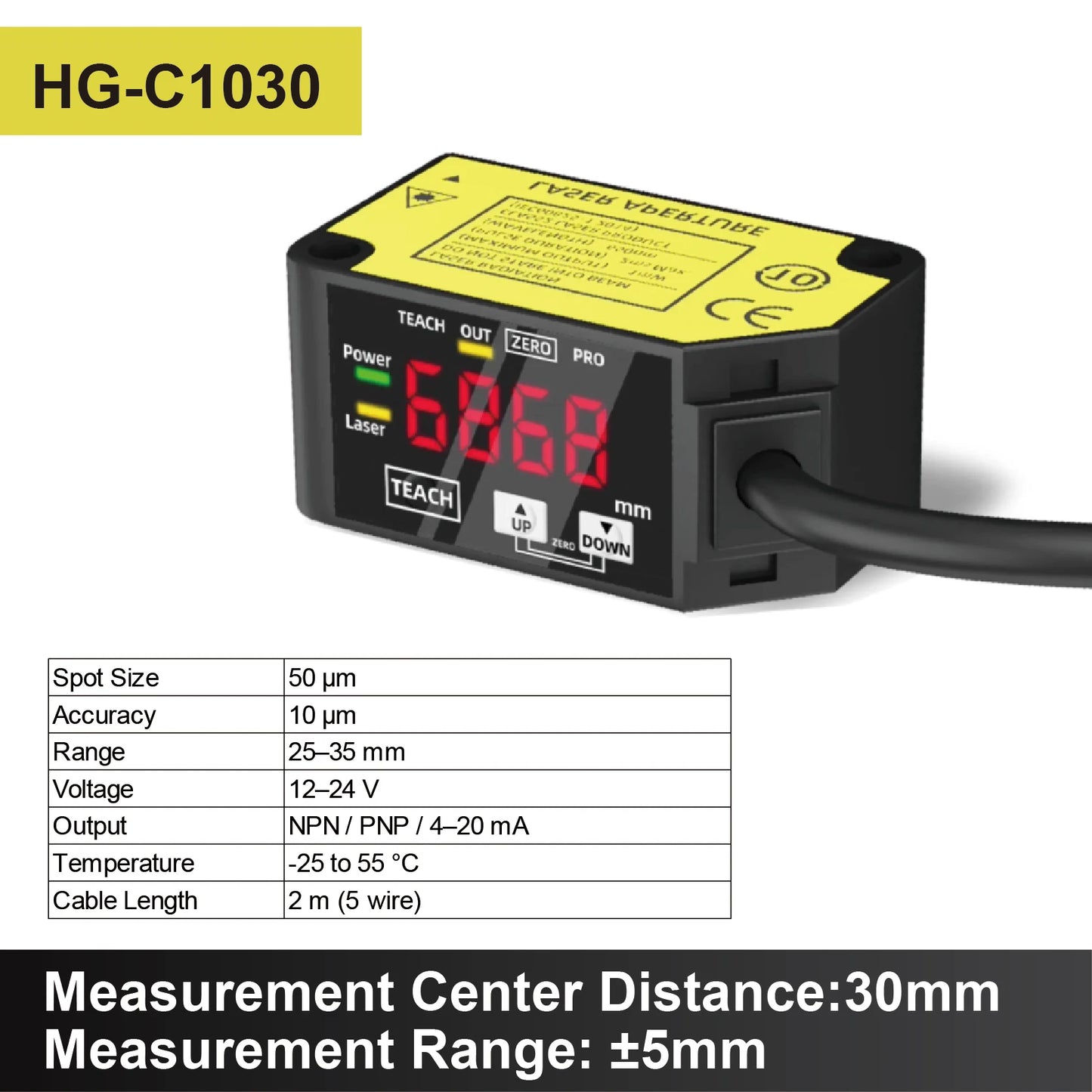 HG-C1030 Compact Laser Distance Sensor for Accurate Thickness Detection